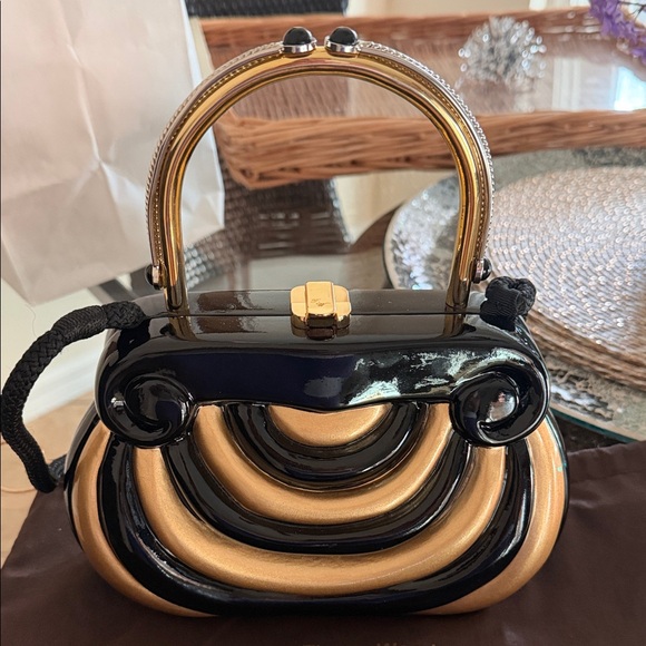 Timmy Woods Handbags - Timmy Woods Black and Gold Small Bag